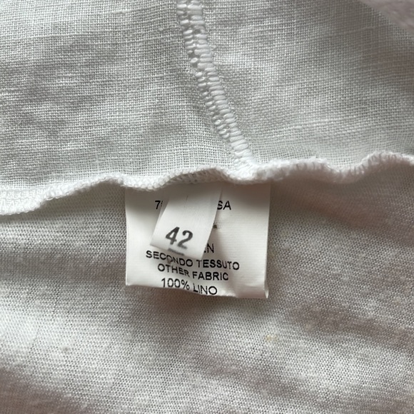 WHYCI Milano Linen Blend 3/4 Sleeves White Top Sz 42 - Picture 11 of 13